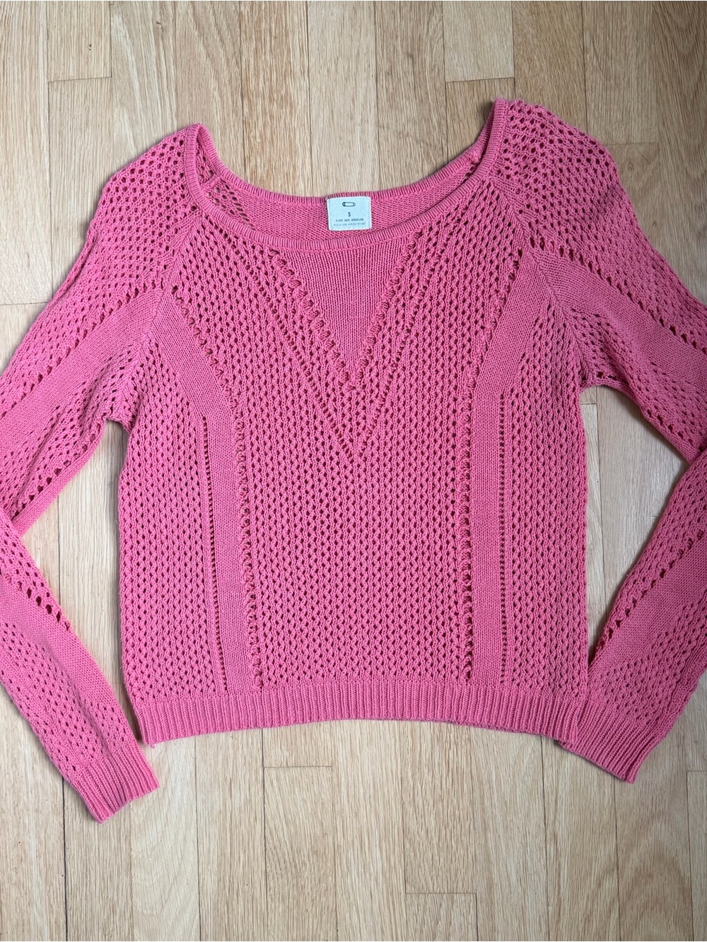 Pins & Needles Pink Openwork V-Neck Sweater